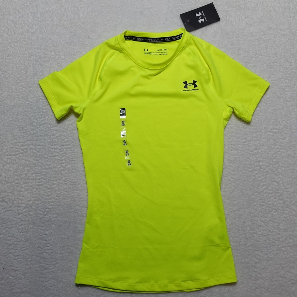 Under Armour Compression Shirt Women's XS Neon Yellow HeatGear SS 1365460-731